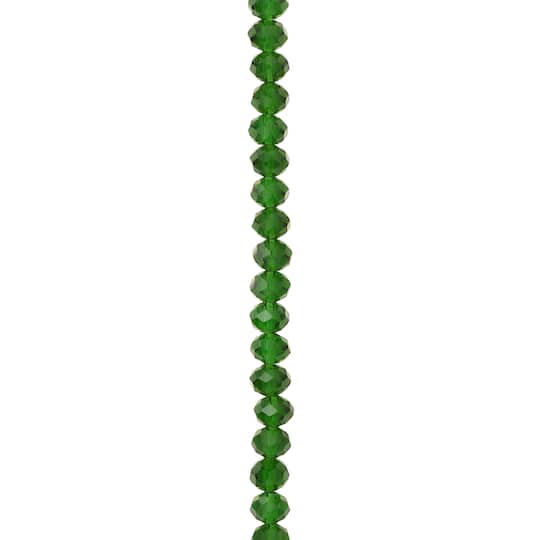 12 Pack: Green Faceted Glass Rondelle Beads, 6mm by Bead Landing&#x2122;